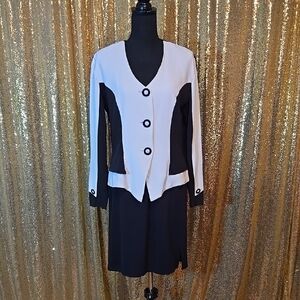Vintage 80s Black & White Color Block Suit
